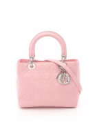 Christian Dior Pre-Loved Christian Dior LADY DIOR lady dior Canage Handbag leather pink 2WAY