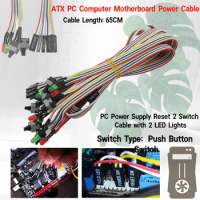 65CM ATX PC Computer Motherboard Power Cable ATX On/Off Reset HDD Push Button Switch with LED Light ATX Case Front Bezel Wire