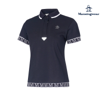 【Munsingwear】企鵝牌 女款藏青色日本製布面光澤金屬立體LOGO短袖POLO衫 MLTT2A07