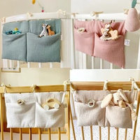 Bedside Hanging Diaper Nursery Toys Bag Diapers Stroller Organize Baby Crib Organizer Cot Caddy Bed Storage Bag 2 Pockets