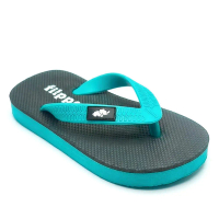 Hellos - Sandal Jepit Fipper JUNIOR Rubber Anak Laki-Laki/Perempuan (Unisex) - Strip Hitam Tosca