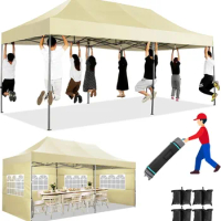10x20Pop up Canopy Tent with 6 sidewalls Commercial Heavy Duty Canopy UPF 50+ All Weather Waterproof Outdoor Wedding Party Tents