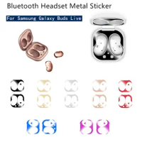 Metal Dustproof Sticker for Samsung Galaxy Buds Live Earphone Charging Box Electroplated Metal Skin Sticker Inner Cover Patch