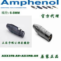 Original Amphenol Audio 3 XLR AX series AXX3FB-AU and AX3MB-AU plug with cable OD 3mm – 8mm bag package Nickel Finish