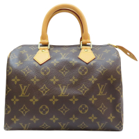 【二手名牌BRAND OFF】LOUIS VUITTON 路易威登棕色 原花 PVC塗層帆布 SPEEDY 25 手提包 M41109