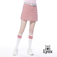 【Lynx Golf】女款日本進口布料彈性舒適經典格紋印花百摺款運動短裙(紅色)