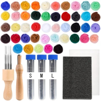 LMDZ 24/45 Colors DIY Wool Felt Kit Handmade Needle Felting Kit Starter Kit Pack Felting Fabric Materials Accessories