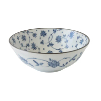 【Just Home】日本製染付系列8吋陶瓷拉麵碗1200ml 藍藤花(日本製瓷器 麵碗 拉麵碗)