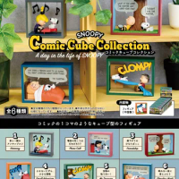Re-Ment Original 6Pcs SNOOPY Comic Cube Collection 〜A day in the life of SNOOPY Toys For Kids Gift Collectible Model Ornaments