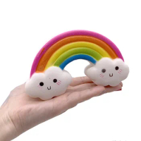 Cute Smiley Rainbow Squishy Slow Rising Simulation Bread Soft Scented Squeeze Toy Stress Relief Fun Collection for Kid Xmas Toy