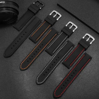 Waterproof Silicone Watchband Black Blue Red Bracelet Replace Citizen Mido Tissot Soft Rubber Strap 18 20 22 24mm Quick Release