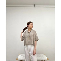 Carly Tweed Top - Atasan Wanita / Tweed Top / Kemeja Tweed / Kemeja Wanita Brown