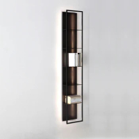 Minimalist LED multi-layer shelf Gap creative metal modern light luxury wall shelf wall bookshelf wall bookshelf
