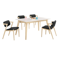 文創集 波爾4.7尺岩板實木餐桌皮餐椅組合(一桌四椅組合)-120x85x75cm免組