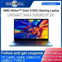 Eglobal Ultra Slim Laptop 15.6 inch AMD Athlo Gold 3150U Radeon Graphics Windows 10 pro key Notebook Computer PC Netbook AC WiFi