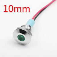 1pcs 10mm 6V 12V 24V 220v Flat head LED Metal Indicator light 10mm waterproof Signal lamp with wire red yellow blue green white