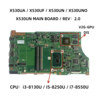 For ASUS Vivobook X530UA X530UF F530U X530UN Laptop Motherboard With i3-8130U i5-8250U i7-8550U CPU V2G-GPU X530UN MAIN BOARD