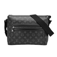 二手品 Louis Vuitton LV路易威登 Odyssey 經典字花上拉鍊斜背郵差包-PM(M44223-黑)