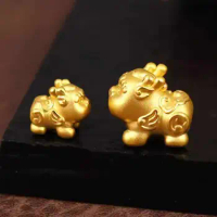 Pure 24K Yellow Gold Bracelet 3D Gold 999 Coin Dragon Son Bracelet