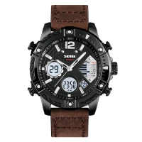 Jam Tangan Digital Analog Pria Strap Kulit - 1618 SKMEI Jam Tangan Digital Analog Pria Strap Kulit S