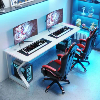 Internet Cafe Desktop Computer Desks Home Office Desk Double E-sports Table and Chair Set for Home Double-layer Gaming Desk B