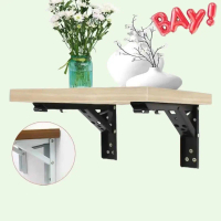 Set 2 Buah Siku Engsel Rak Dinding Meja Lipat Bracket Furnitur Ruang Stainless Steel Anti Karat Kuat