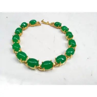 Gelang wanita monel batu giok chrome gold