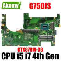 G750JS 2D i5/i7 CPU Laptop Motherboard For ASUS G750JS G750JM G750JH G750JZ Mainboard Support GTX870M/3G Graphics Card