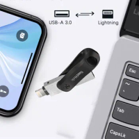 SanDisk New Mobile Phone U Disk 256GB Pen Drive 128GB Flash Memory Metal USB3.0 Flash Drives For iPhone &amp; iPad /Computer SDIX90N