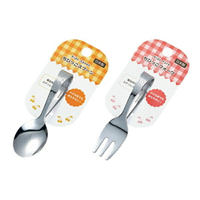 大賀屋 日本製 ECHO 食品級不銹鋼 寶寶湯匙 兒童湯匙 橫握湯匙 學習叉子 學習湯匙  寶寶叉子 J00051996