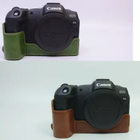Camera Leather Case Bottom Opening Version Protective Half Body Cover Base For Canon EOS R8 RP R5 R6 R7 R10