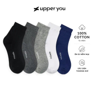Tất Vớ Nam Cổ Trung UPPER YOU Cotton Tự Nhiên Êm Ái Dày Dặn Thoáng Khí Khử Mùi - BSM3001