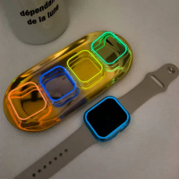 Luminous Cover for Apple Watch Case Ultra 49mm 45mm 44mm 41mm 40mm Hard PC Bumper Protective Frame iWatch 8 7 6 5 SE Accessorie