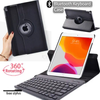 Ipad Cases for Apple IPad 10.2 Inch 9th Generation 2021 Anti-fall 360 Rotating Tablet Cover Case + Bluetooth Keyboard