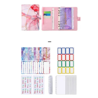 A6 Marble Colorful Money Budget Planner Binder Zipper EnvelopesCash Envelopes for Budgeting Organizer for Budget Binde B