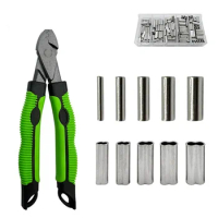 1 Set Wire Crimping Tools Fishing Crimping Pliers Fishing Plier Wire Rope Leader Crimper Tool Kits with 5 Sizes Crimp Sleeves