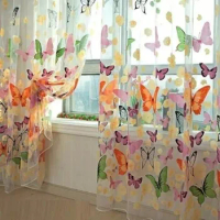 1PC Rod Pocket New Beautiful Window Curtain Large Butterfly Print Screens