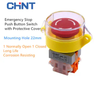 Emergency Stop Push Button Switch Control Box with Protective Cover Dustproof Waterproof