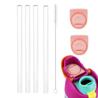 Straws with Cleaning Brush Kit Silicon Replacement Straws For Owala FreeSip Rubber Lid Stopper Cleaning Brush Bar Accessories