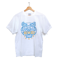 KENZO 新款印刷橘色英文字母英格蘭紋虎頭男款短䄂T恤 (白色)