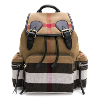 BURBERRY 巴寶莉  The Rucksack Canvas格紋拼皮革中款後背包