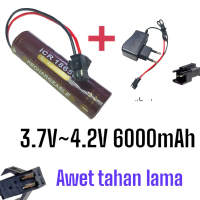 durasi main 1 sampai 2 jam Paket baterai Cas RC 6000mAh 3.7V/4.8V + ADAPTOR CHARGER 2PIN soket hitam