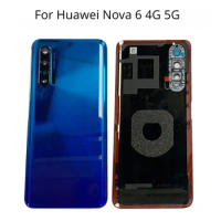 Housing For Huawei Nova 6 4G 5G Battery Back Cover Glass Rear Door Case With Camera Lens Replace