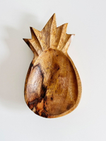 日本中古 實木木雕菠蘿造型收納置物擺飾