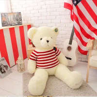 big lovely plush stripe sweater teddy bear toy US flag sweater white bear doll gift doll about 100cm 0134
