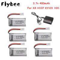 3.7V 400mAh Lipo Battery For H107 H31 KY101 E33C E33 U816A V252 H6C RC Drone Parts 802035 3.7V Rechargeable Battery+Charger