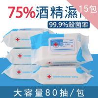 【CS22】DISINFECTION80抽大包裝75%酒精高效消毒滅菌濕紙巾(80抽X15包)