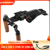 CAMVATE Pro Shoulder Rig Handle Kit With ARRI 12" Dovetail Bridge Plate For Canon C100 200 300/ Sony fs5 fs7 / Panasonic AU-EVA1