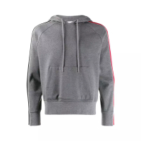 Thom Browne Interlocking RWB Stripe Hoodie Medium Grey