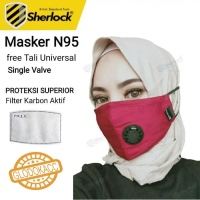 Sherlock Masker Motor N95 Carbon PM 2.5 - SHERLOCK Masker + Tali Hijab 1 Katup dengan Filter N99